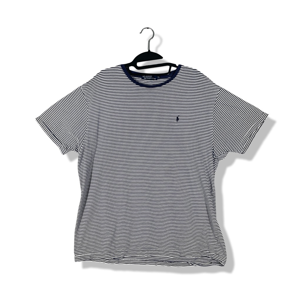Polo Ralph Lauren T-Shirt Mens XL Blue White Striped Preppy Nautical Vintage